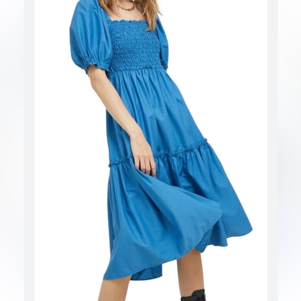 Abercrombie & Fitch Emerson Poplin Puff Sleeve Midi